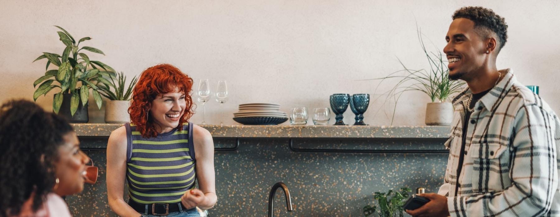 a group of people sitting and talking